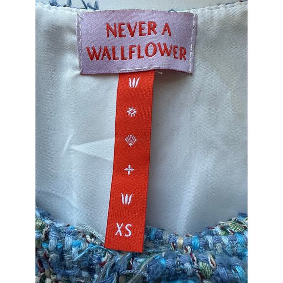 Never A Wallflower Tweed Boxy Jacket Women’s Size XS Blue Office Layering NWOT - Picture 8 of 8